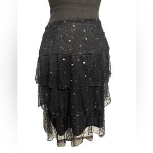 Vtg Whimsigoth Sparkly Chiffon Sequin Glam Disco Fairy Grunge Skirt Size 10